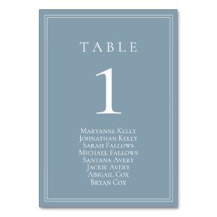 Tarjeta De Mesa Dusty Blue Classic Table Number with Seasin Chart