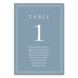 Tarjeta De Mesa Dusty Blue Classic Table Number with Seasin Chart