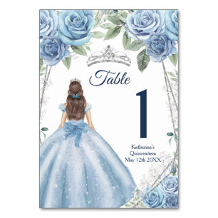 Tarjeta De Mesa Dusty Blue Dreses Quinceañera Cumpleaños