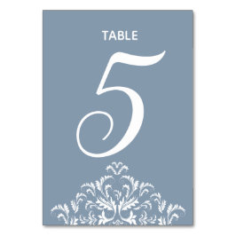 Tarjeta De Mesa Dusty Blue elegante Damask Table Card