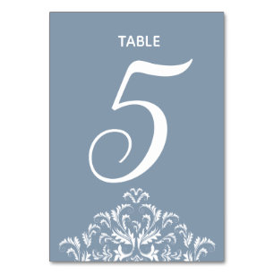 Tarjeta De Mesa Dusty Blue elegante Damask Table Card