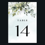 Tarjeta De Mesa Dusty Blue Eucalyptus Greenery Suculento Boda<br><div class="desc">Este diseño está disponible en dos tonalidades diferentes de azul polvoriento. Una opción es más rústica que la otra y se inclina hacia un azul polvoriento gris. Esta que está viendo actualmente se inclinan más hacia el azul para las salpicaduras de acuarela. Comparar cada previsualización en pantalla para una coincidencia...</div>