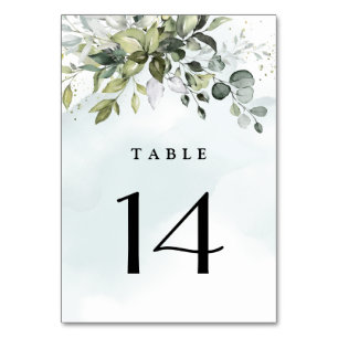 Tarjeta De Mesa Dusty Blue Eucalyptus Greenery Suculento Boda
