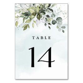 Tarjeta De Mesa Dusty Blue Eucalyptus Greenery Suculento Boda