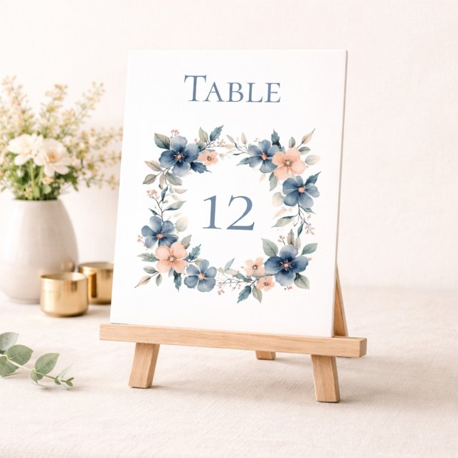 Tarjeta De Mesa Dusty Blue Floral Event Sign for (Subido por el creador)
