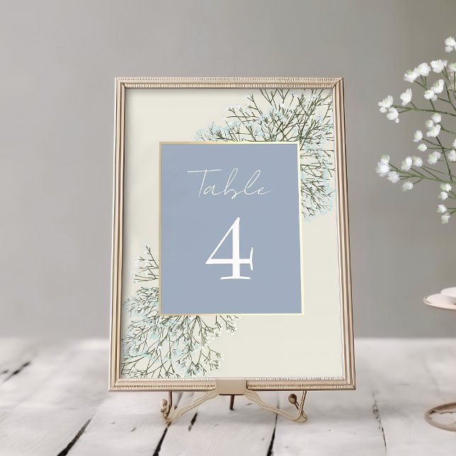 Tarjeta De Mesa Dusty Blue Floral Winter Wedding (Subido por el creador)