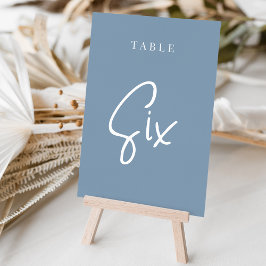 Tarjeta De Mesa Dusty Blue Hand Scripting Table SIX