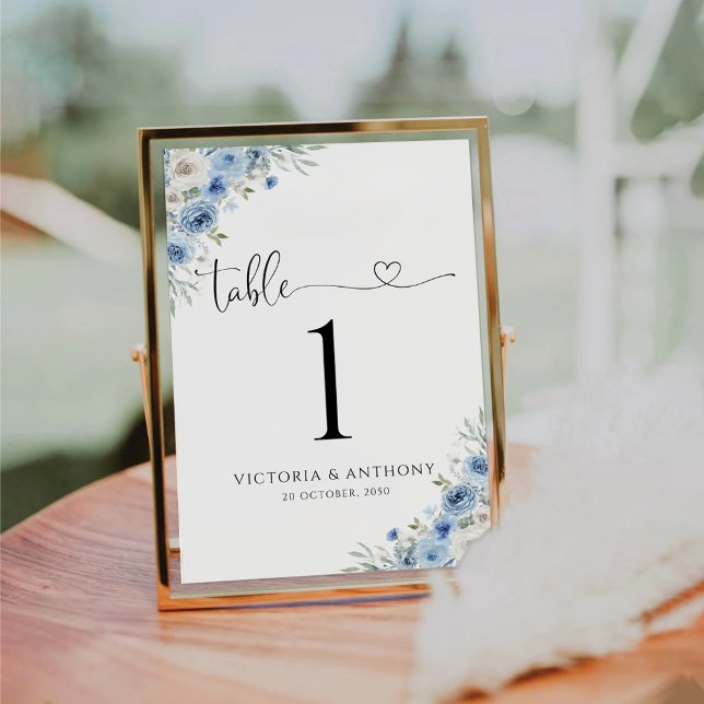 Tarjeta De Mesa Dusty Blue Marfil Wedding números de tabla (Subido por el creador)