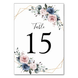 Tarjeta De Mesa Dusty Blue Mauve Greenery Floral Geométrica