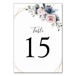 Tarjeta De Mesa Dusty Blue Mauve Greenery Floral Geométrica