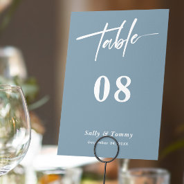 Tarjeta De Mesa Dusty Blue Modern Boda Número de tabla