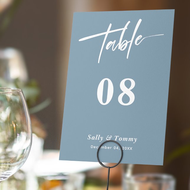 Tarjeta De Mesa Dusty Blue Modern Boda Número de tabla (Subido por el creador)