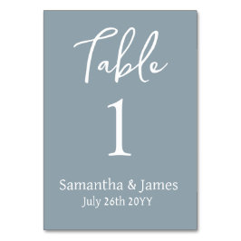 Tarjeta De Mesa Dusty Blue Modern Elegance Boda
