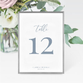 Tarjeta De Mesa Dusty Blue Modern Elegant Wedding Table Number
