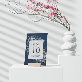 Tarjeta De Mesa Dusty Blue Navy Champagne Boda de Marfil