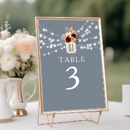 Tarjeta De Mesa Dusty Blue Rustic Table Number Rótulo