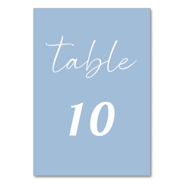 Tarjeta De Mesa Dusty blue script elegant minimalist wedding (Anverso)