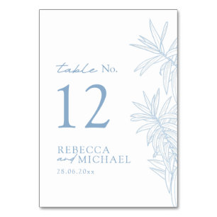 Tarjeta De Mesa Dusty Blue Simple Botanical