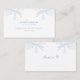 Tarjeta De Mesa Dusty Blue Simple Mano Dibujada Plano Botánico