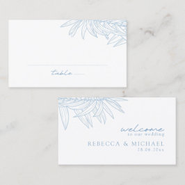 Tarjeta De Mesa Dusty Blue Simple Mano Dibujada Plano Botánico