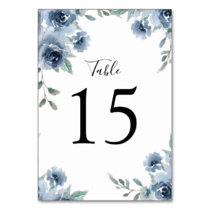 Tarjeta De Mesa Dusty Blue Slate Greenerenery Floral Geométrica