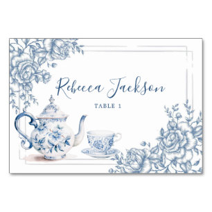 Tarjeta De Mesa Dusty Blue Victorian Garden Tea de la tarde