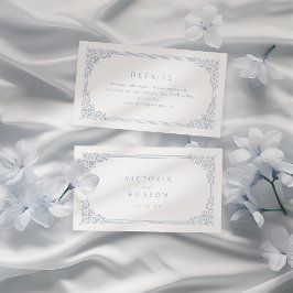 Tarjeta De Mesa Dusty Blue Vintage Frame Elegant Wedding Details