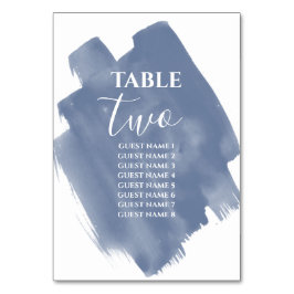Tarjeta De Mesa Dusty Blue Watercolor Boda Nombres de invitados