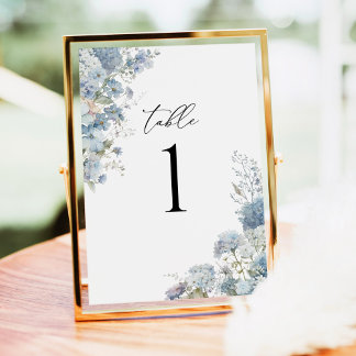 Tarjeta De Mesa Dusty Blue Watercolor Floral Table Number