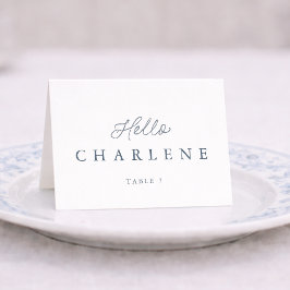 Tarjeta De Mesa Dusty Blue Wedding Place Card with Table Number