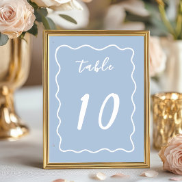 Tarjeta De Mesa Dusty Blue White Whimsy Scallop Border