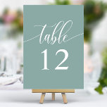 Tarjeta De Mesa Dusty Boda de caligrafía Minimalista Verde azulada<br><div class="desc">Guíe a sus huéspedes para que se senten con estos elegantes números de mesa verde azulados y polvorientos. Con un diseño minimalista con caligrafía moderna, estos números de mesa le dan un toque sofisticado a la recepción de su boda. El suave fondo y la tipografía limpia y elegante garantizan una...</div>