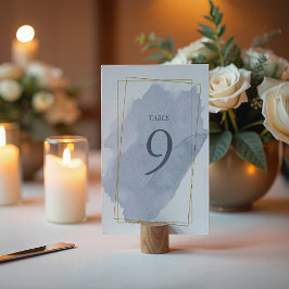 Tarjeta de mesa Dusty Gold y Blue Boda