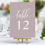 Tarjeta De Mesa Dusty Lavender Boda de caligrafía Minimalista<br><div class="desc">Guíe a sus huéspedes para sentarse con estos elegantes números de mesa de boda morado de lavanda polvorienta. Con un diseño minimalista con caligrafía moderna, estos números de mesa le dan un toque sofisticado a la recepción de su boda. El suave fondo y la tipografía limpia y elegante garantizan una...</div>