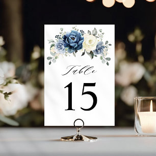 Tarjeta De Mesa Dusty Marina Azul Champagne Boda de marfil