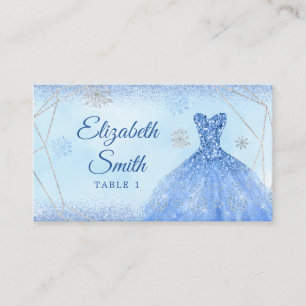 Tarjeta De Mesa Dusty Navidades Geométricos Azules Mis XV Años