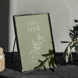 Tarjeta De Mesa Dusty Olive Green Boda | Jardín Rústico Elegante
