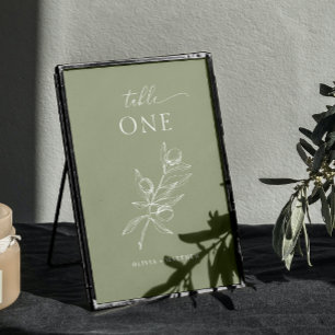 Tarjeta De Mesa Dusty Olive Green Boda   Jardín Rústico Elegante