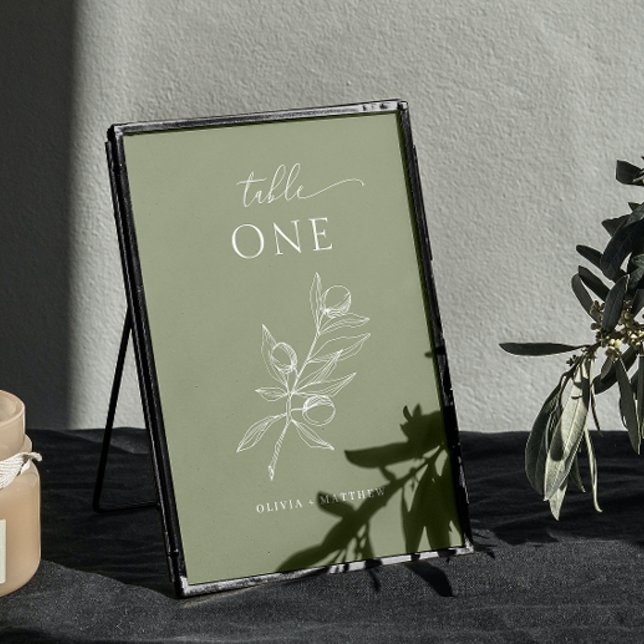 Tarjeta De Mesa Dusty Olive Green Boda | Jardín Rústico Elegante (Subido por el creador)