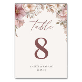 Tarjeta De Mesa Dusty Pink Cream Elegant Magnolia Floral Wedding