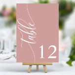 Tarjeta De Mesa Dusty Rosa Boda de caligrafía moderna rosa<br><div class="desc">Guíe a sus huéspedes para que se sientan con estos elegantes números de mesa de boda rosa rosa y polvoriento. Con un diseño minimalista con caligrafía moderna, estos números de mesa le dan un toque sofisticado a la recepción de su boda. El suave fondo y la tipografía limpia y elegante...</div>