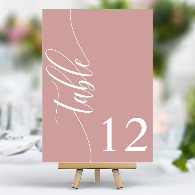 Tarjeta De Mesa Dusty Rosa Boda de caligrafía moderna rosa (Subido por el creador)