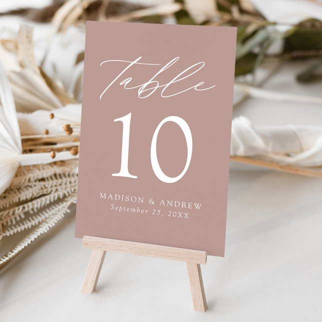 Tarjeta De Mesa Dusty Rosa Boda de Elegancia Moderna (Subido por el creador)