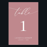 Tarjeta De Mesa Dusty Rosa Boda Minimalista | Personalizado de eve<br><div class="desc">(**NOTA: Para pedir,  simplemente ajusta tu número de tabla (y nombre/fecha) y agrega cada número a tu carrito por separado. A continuación,  descúbralo una vez que haya terminado.) Bonita tarjeta con número de mesa,  elegante,  moderna y minimalista. Personalizable completo con sus nombres (o nombre de evento) y fecha.</div>