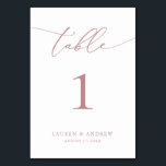 Tarjeta De Mesa Dusty Rosa Boda Minimalista | Tabla de Personaliza<br><div class="desc">(**NOTA: Para pedir,  simplemente ajusta tu número de tabla (y nombre/fecha) y agrega cada número a tu carrito por separado. A continuación,  descúbralo una vez que haya terminado.) Bonita tarjeta con número de mesa,  elegante,  moderna y minimalista. Personalizable completo con sus nombres (o nombre de evento) y fecha.</div>