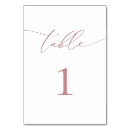 Tarjeta De Mesa Dusty Rosa Rubor número de tabla de Boda Minimalis
