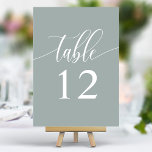 Tarjeta De Mesa Dusty Sage Boda de caligrafía Minimalista<br><div class="desc">Mejora tu recepción de bodas con elegancia sobria. Estos números de tabla minimalistas incluyen una sola palabra, "Table", en un delicado guión de caligrafía sobre un tranquilizante fondo de sabio polvoriento. El diseño, sencillo y refinado, aporta un toque de sofisticación a la mesa, permitiendo que brille la decoración y los...</div>
