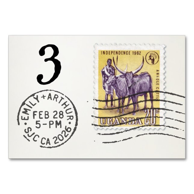 Tarjeta De Mesa E&A Wedding Reception Table Card 3 Uganda (Reverso)