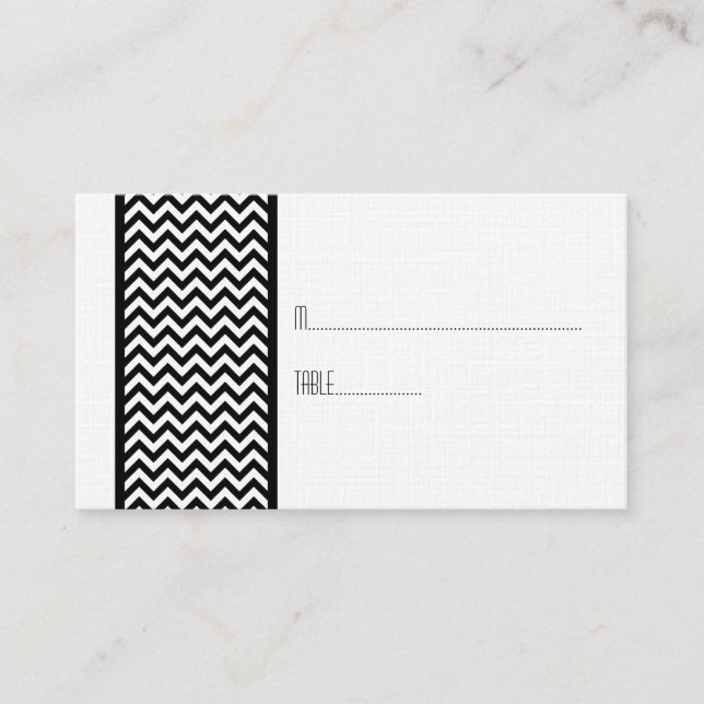 Tarjeta De Mesa Ebony Chevron Border Place Card (Anverso)