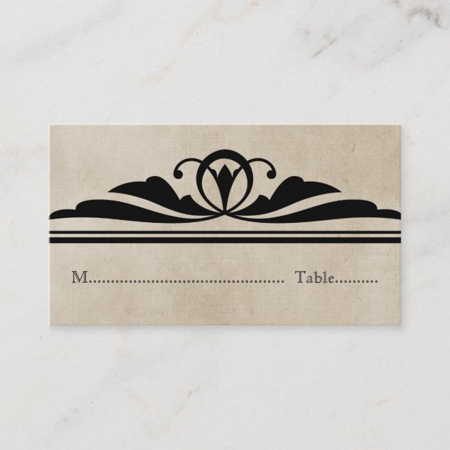 Tarjeta De Mesa Ebony Elegant Deco Place Card (Anverso)